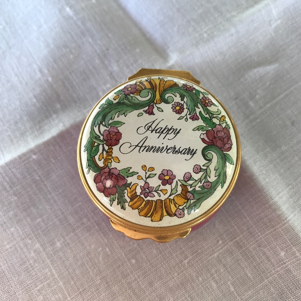 Halcyon Days Happy Anniversary Enameled Box